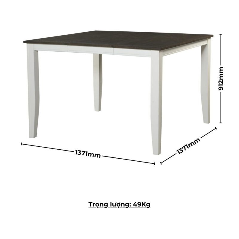 Bộ bàn ăn vuông (Cao) mở rộng mặt bàn thông minh 4 ghế BBV02 màu xám - trắng
