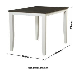Bộ bàn ăn vuông (Cao) mở rộng mặt bàn thông minh 4 ghế BBV02 màu xám - trắng