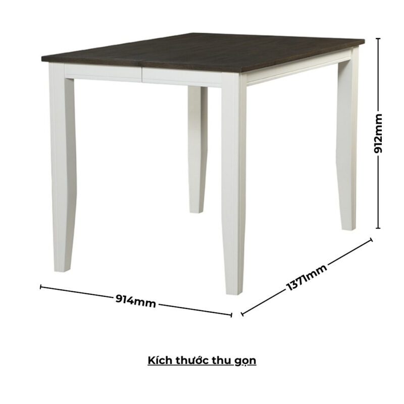 Bộ bàn ăn vuông (Cao) mở rộng mặt bàn thông minh 4 ghế BBV02 màu xám - trắng