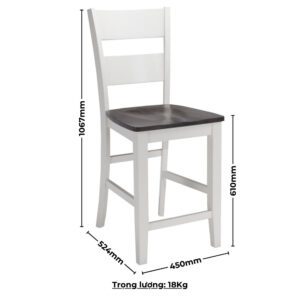 Bộ bàn ăn vuông (Cao) mở rộng mặt bàn thông minh 4 ghế BBV02 màu xám - trắng