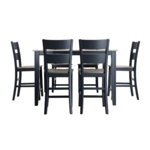 Bộ bàn ăn vuông (Cao) mở rộng mặt bàn thông minh 6 ghế BBV03 màu xám - xanh graphite