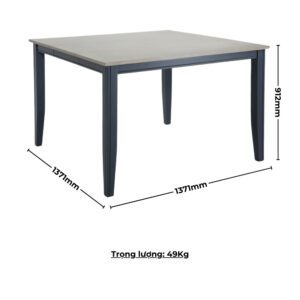 Bộ bàn ăn vuông (Cao) mở rộng mặt bàn thông minh 6 ghế BBV03 màu xám - xanh graphite