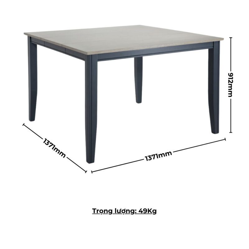 Bộ bàn ăn vuông (Cao) mở rộng mặt bàn thông minh 6 ghế BBV03 màu xám - xanh graphite