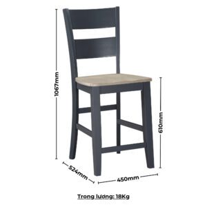 Bộ bàn ăn vuông (Cao) mở rộng mặt bàn thông minh 6 ghế BBV03 màu xám - xanh graphite