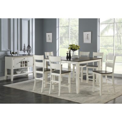 Bộ bàn ăn vuông (Cao) mở rộng mặt bàn thông minh 6 ghế BBV03 màu xám - trắng