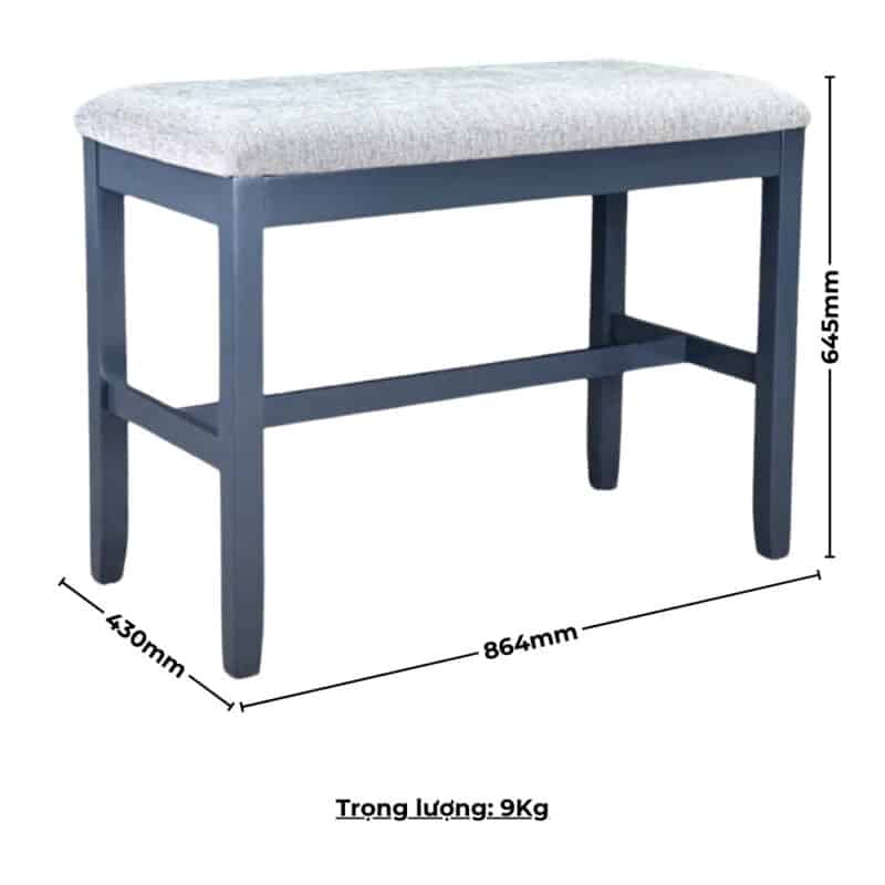 Ghế ăn Bench (Cao) gỗ Cao Su mặt nệm vải Poly 12434