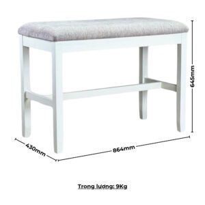 Ghế ăn Bench (Cao) gỗ Cao Su mặt nệm vải Poly 12434