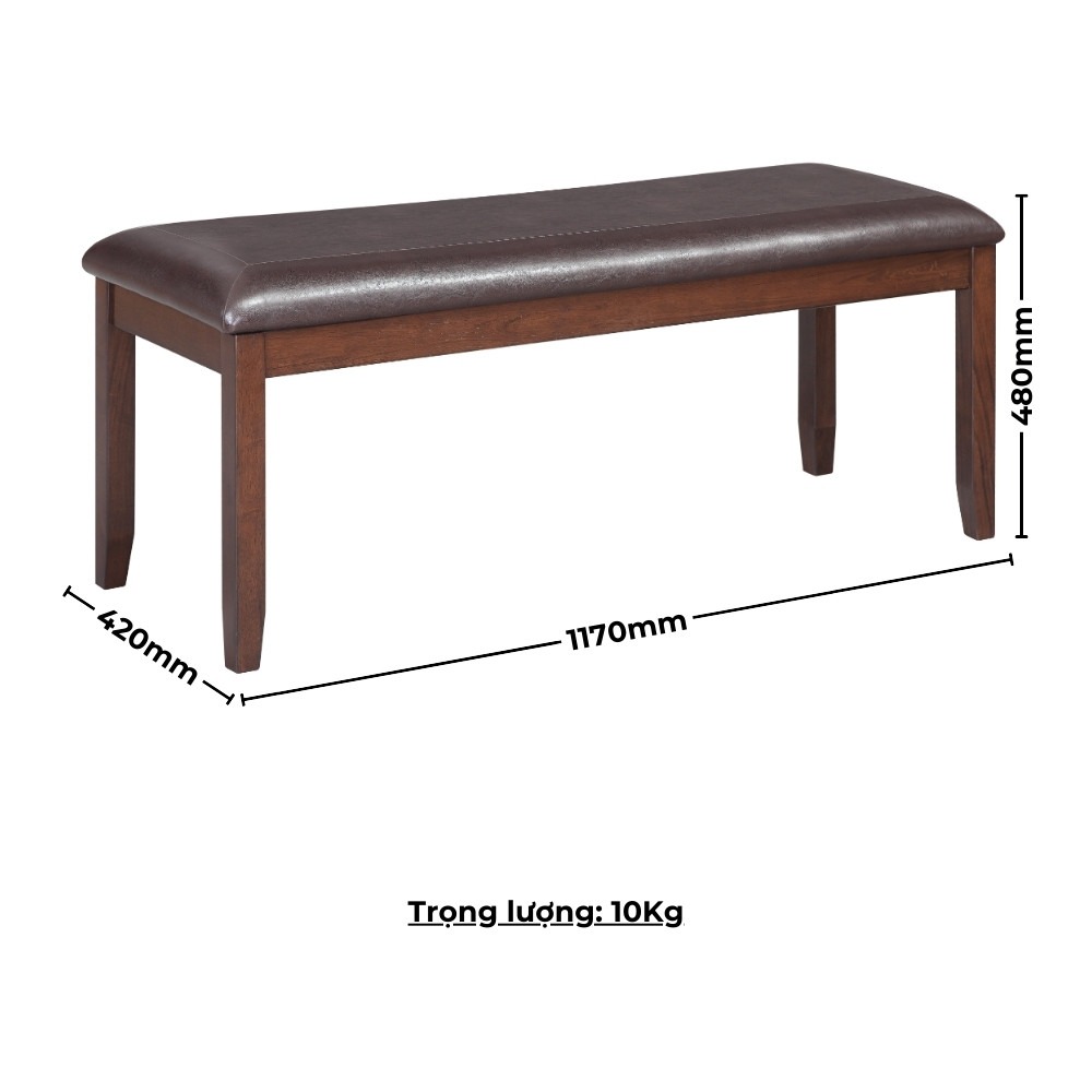 Ghế ăn Bench gỗ Cao Su mặt nệm da PU 10520