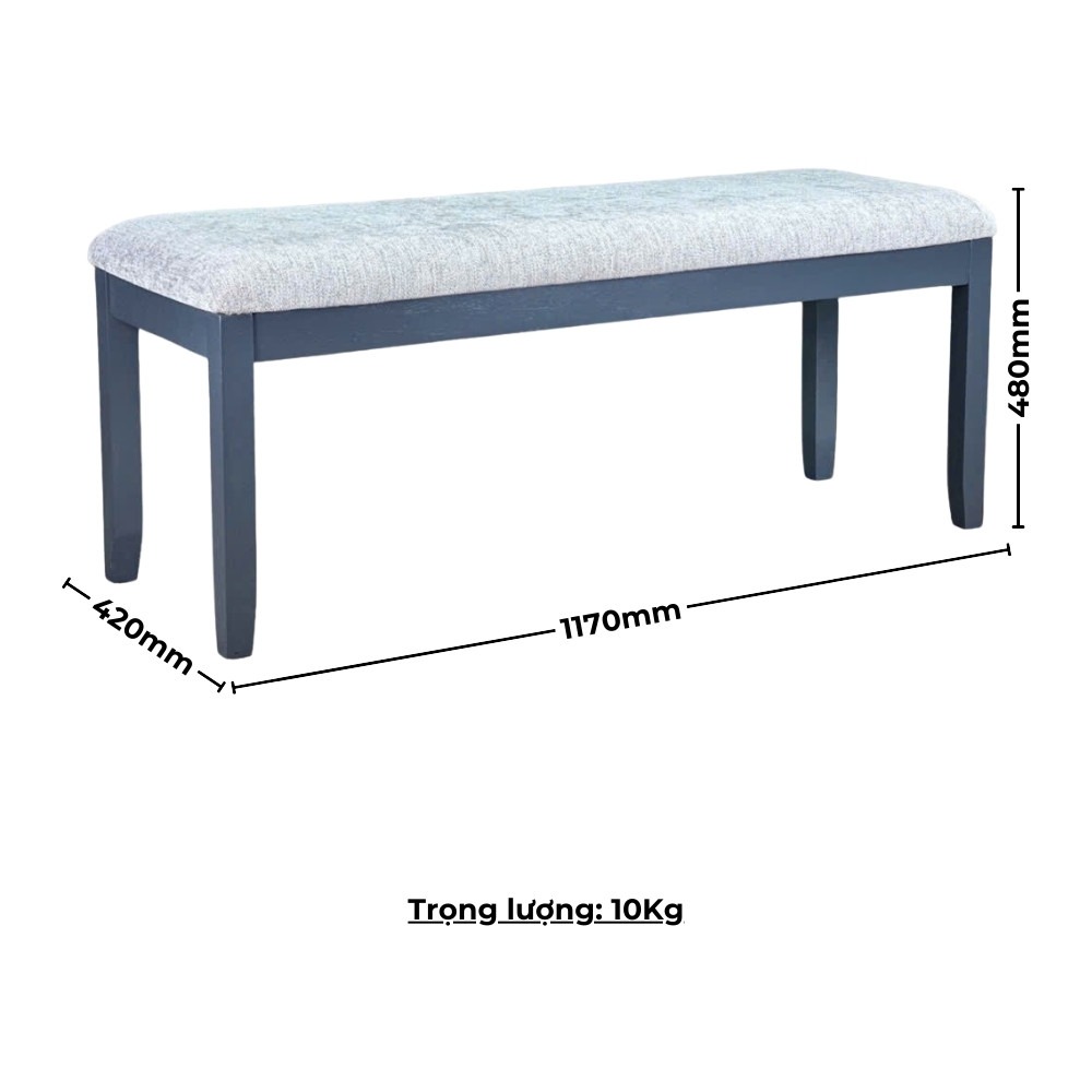 Ghế Ăn Bench Gỗ Cao Su Mặt Nệm Vải Poly 10520
