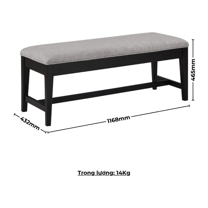 Ghế ăn Bench gỗ Cao Su mặt nệm vải Poly 12538