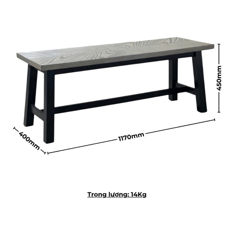 Ghế ăn Bench gỗ Cao Su mặt phủ veneer gỗ Sồi ghép hoa 12738