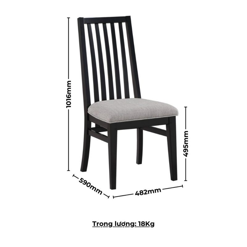 Ghế ăn có tựa gỗ Cao Su mặt nệm vải Poly 23281