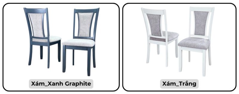 Ghế ăn gỗ Cao Su mặt, tựa ghế nệm vải Poly 16080
