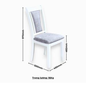 Ghế ăn gỗ Cao Su mặt, tựa ghế nệm vải Poly 16080