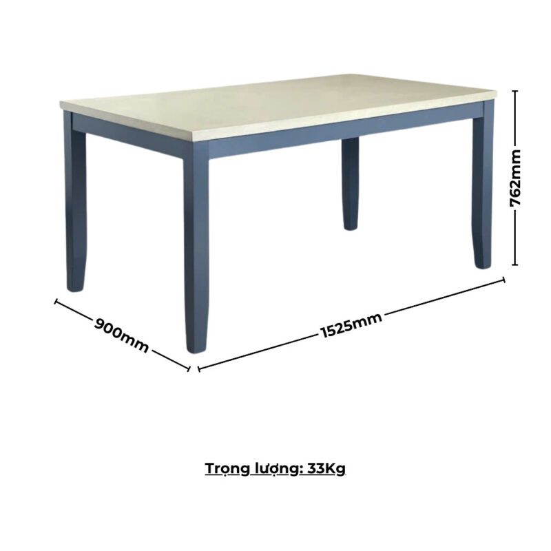 Bộ bàn ăn chữ nhật mặt phủ veneer Calato BBN15 màu xám - xanh graphite