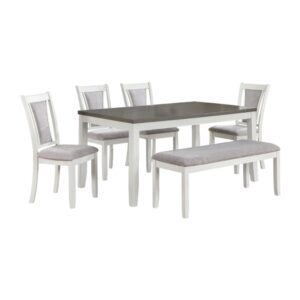 Bộ bàn ăn chữ nhật mặt phủ veneer Calato BBN15 màu xám - trắng