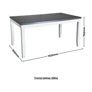 Bộ bàn ăn chữ nhật mặt phủ veneer Calato BBN15 màu xám - trắng