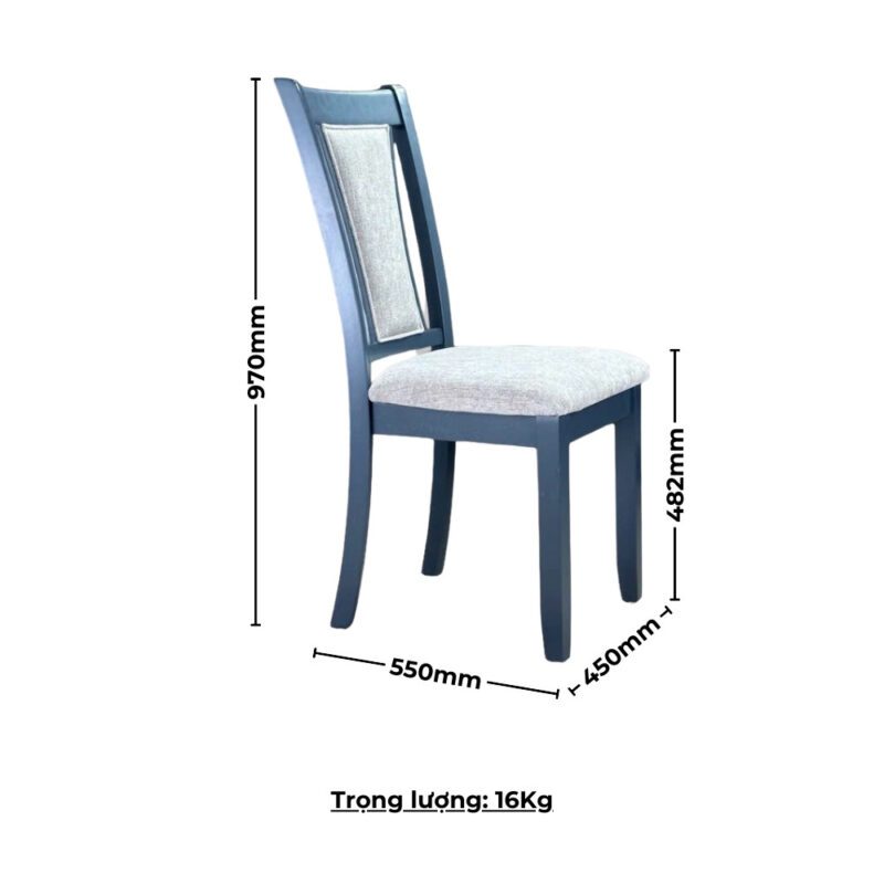 Bộ bàn ăn chữ nhật mặt phủ veneer Calato BBN16 màu xám - xanh graphite