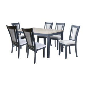 Bộ bàn ăn chữ nhật mặt phủ veneer Calato BBN16 màu xám - xanh graphite