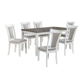 Bộ bàn ăn chữ nhật mặt phủ veneer Calato BBN16 màu xám - trắng