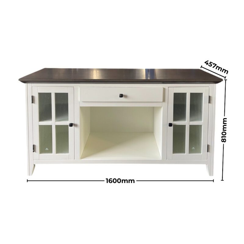 Tủ Gỗ Trưng Bày Bếp 15490-05 màu xám - trắng