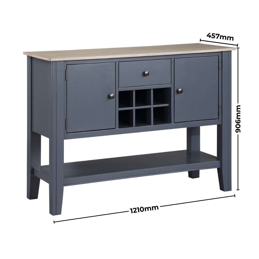 Tủ Gỗ Trưng Bày Phòng Ăn 10090-02 màu xám - xanh graphite