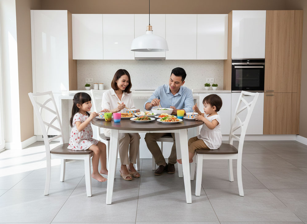 Bộ bàn ăn màu trắng 4 người