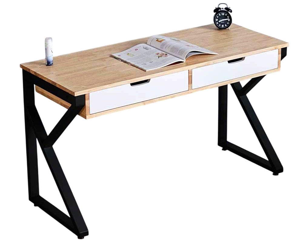 Bàn làm việc mặt gỗ cao su ghép thanh chân sắt Bàn làm việc mặt gỗ cao su ghép thanh chân sắt