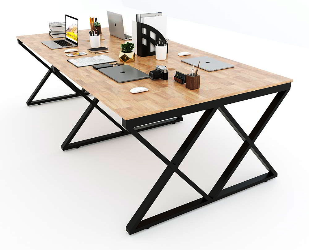 Bàn làm việc mặt gỗ cao su chân sắt Bàn làm việc mặt gỗ cao su chân sắt