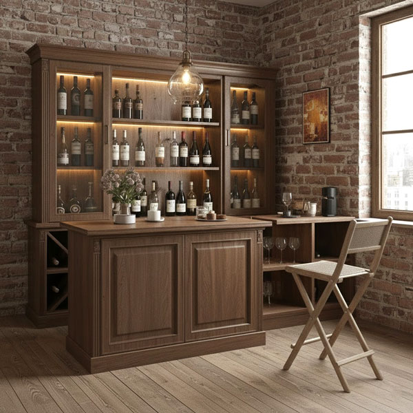 Quầy bar mini kết hợp tủ rượu