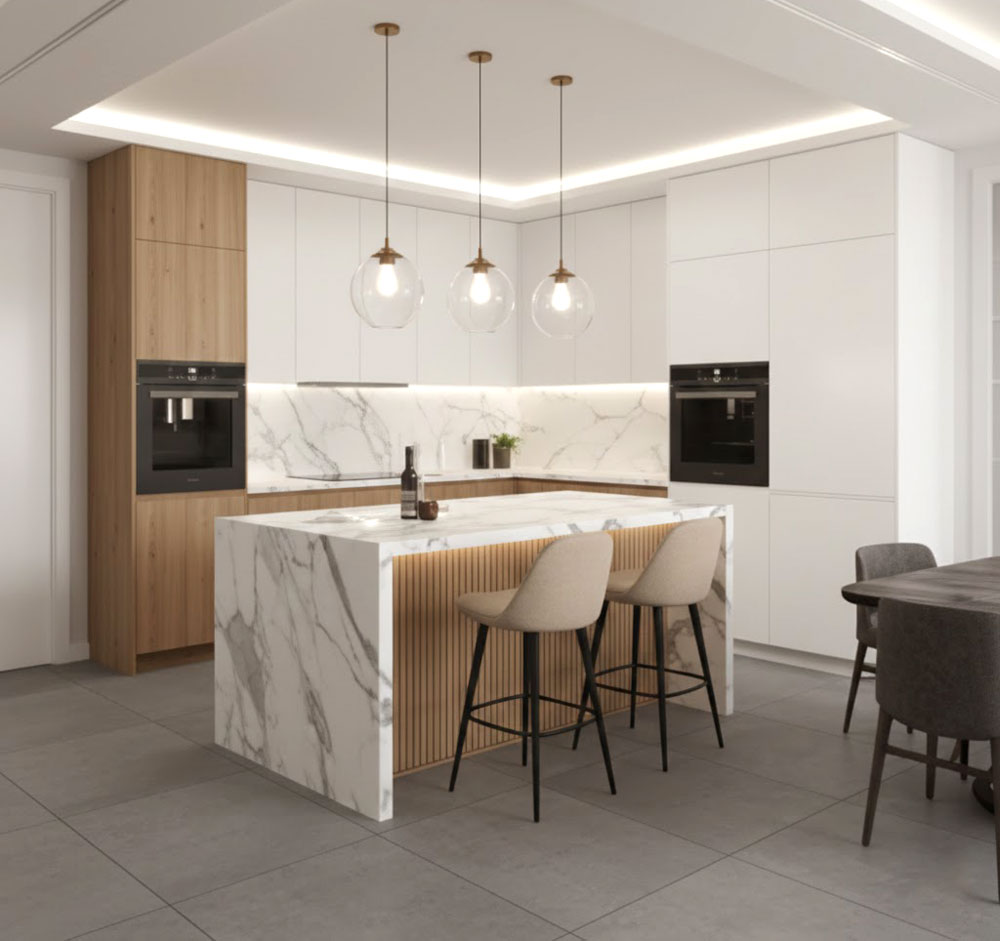 Quầy bar mini ngăn bếp và bàn ăn