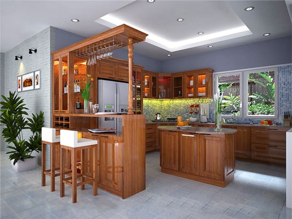 Quầy bar mini gỗ tự nhiên