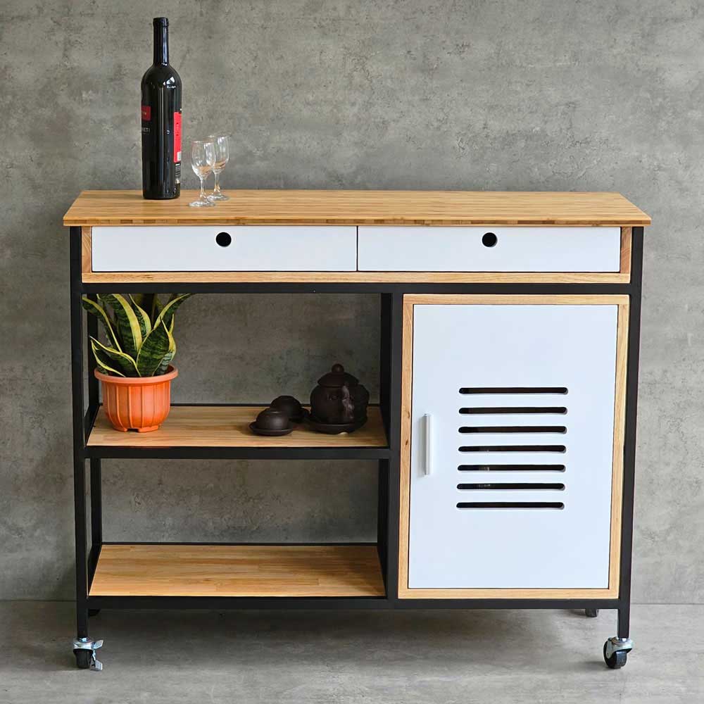 Tủ bếp di động gỗ khung sắt Tủ bếp di động gỗ khung sắt
