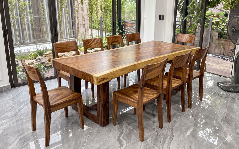 Kích thước bàn ăn chữ nhật 10 ghế