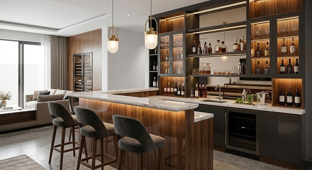 Quầy bar gỗ công nghiệp phủ Laminate cao cấp